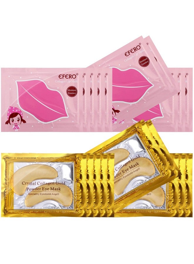 DELISOUL 20 Pack Collagen Crystal Lip Masks Gold Under Eye Masks Set Natural Moisturizing Gel Antiaging Anti Chapped Hydrating Reducing Puffiness Dark Circles And Wrinkles Lip Eye Pads For Women Men - Image 1