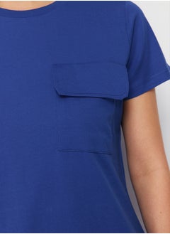 trendyol Saxe 100% Cotton Pocket Detailed Crew Neck Short Sleeve Knitted T-shirt Dress TWOSS24EL00120  - Image 5