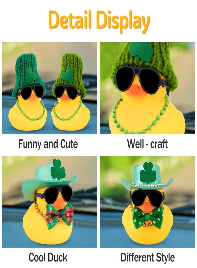 Wonuu St. Patrick's Day Rubber Duck Decorations - Party Favors Supplies, Lucky Green Shamrocks Hat, Car Decoration - Diamond Hat With Green Bow Tie - Image 4