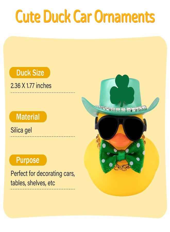 Wonuu St. Patrick's Day Rubber Duck Decorations - Party Favors Supplies, Lucky Green Shamrocks Hat, Car Decoration - Diamond Hat With Green Bow Tie - Image 2