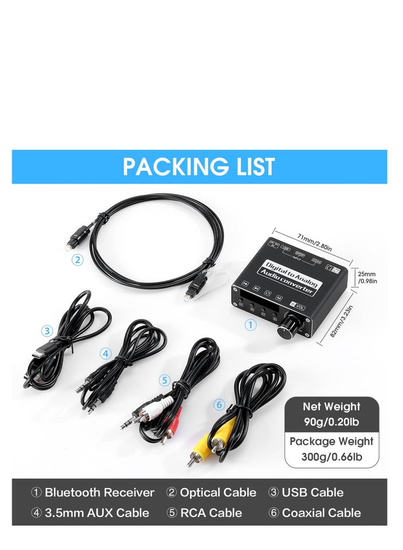 Mini S/PDIF Fiber Digital to Analog Audio Converter with Bluetooth USB DAC Amp - Image 2