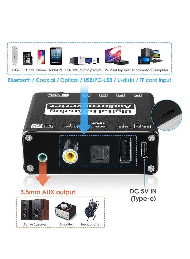 Mini S/PDIF Fiber Digital to Analog Audio Converter with Bluetooth USB DAC Amp - Image 5