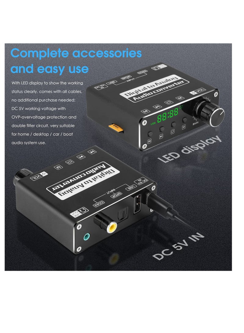 Mini S/PDIF Fiber Digital to Analog Audio Converter with Bluetooth USB DAC Amp - Image 4