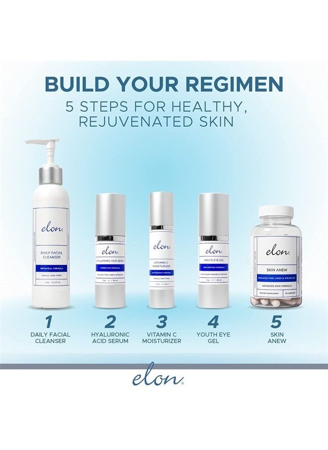Skin Anew with Hydrolyzed Collagen & Hyaluronic Acid & Antioxidants | Hydrating & Anti Aging Skin Supplement for Vibrant Skin Health (90 Capsules)