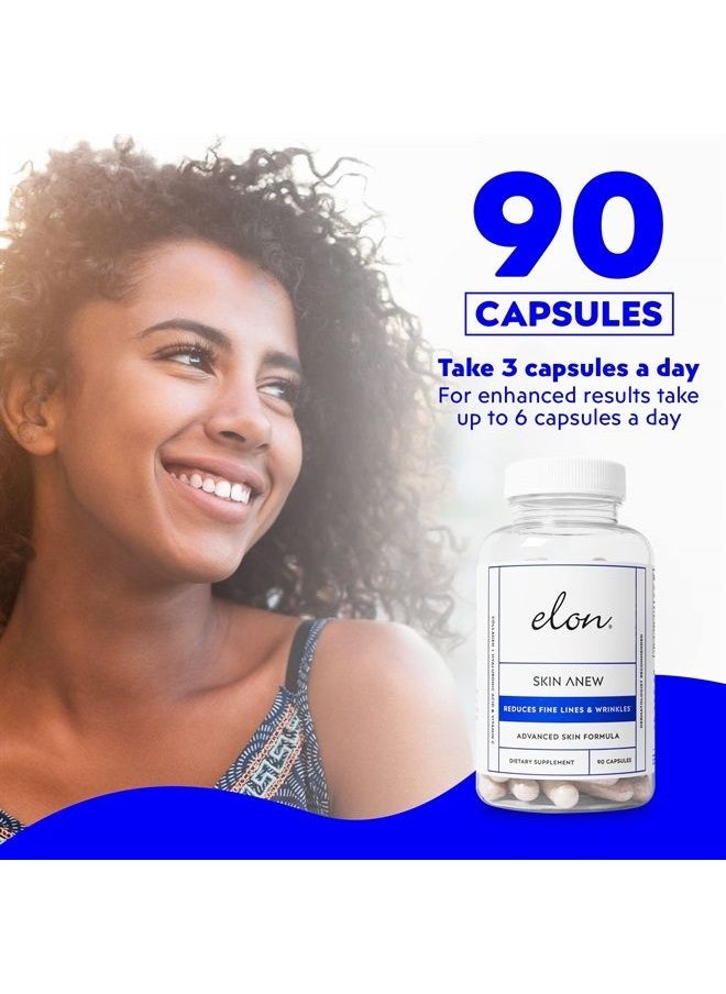 Skin Anew with Hydrolyzed Collagen & Hyaluronic Acid & Antioxidants | Hydrating & Anti Aging Skin Supplement for Vibrant Skin Health (90 Capsules)