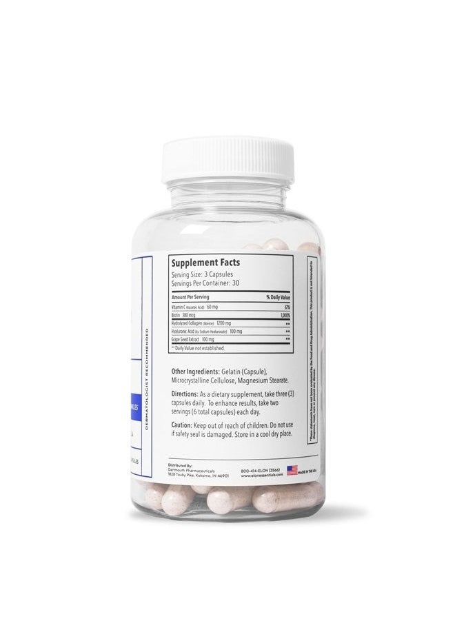 Skin Anew with Hydrolyzed Collagen & Hyaluronic Acid & Antioxidants | Hydrating & Anti Aging Skin Supplement for Vibrant Skin Health (90 Capsules)
