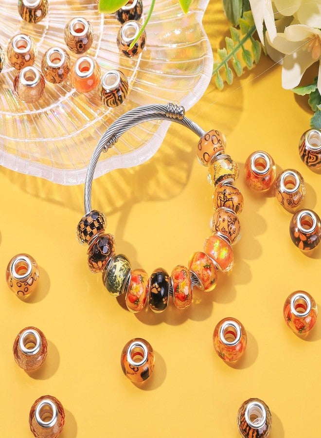 AIPRIDY 130 Pieces Assorted European Large Hole Fairy Wand Garden Beads, Mixed Color Lampwork Spacer Craft Beads for DIY Jewelry Making Supplies (Orange) - Image 3