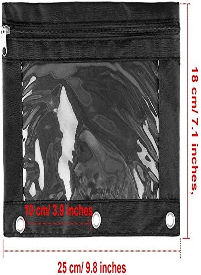 SdeFe Pencil Pouch for 3 Ring Binder, Zippered Pen Pencil Case Binder Pouch with Clear Window 4 Pack (Black) - Image 4