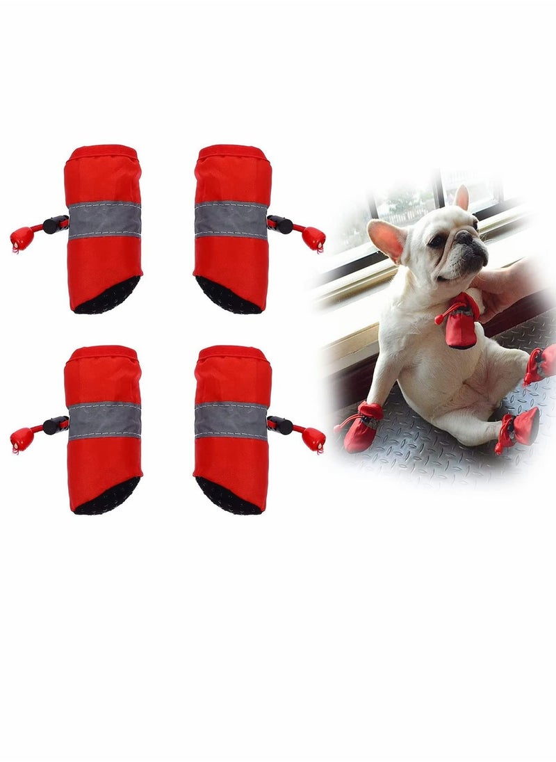 SYOSI - Dog Shoes, Dog Boots with Reflective Straps, Adjustable Dog Socks Anti-Scratch Breathable Non-Slip Rubber Bottom Paw Protection Socks Boots for Dog Puppy Small Pets Outdoor Indoor Red, 4 Pcs - Image 1