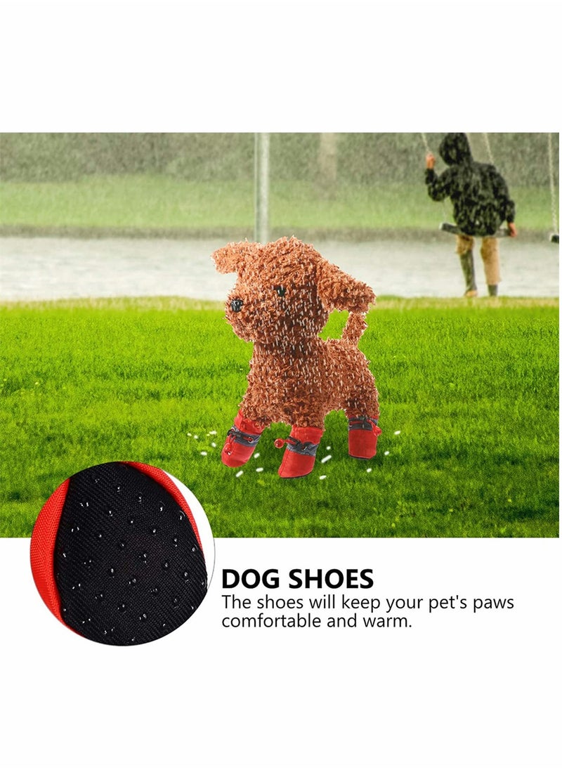 SYOSI - Dog Shoes, Dog Boots with Reflective Straps, Adjustable Dog Socks Anti-Scratch Breathable Non-Slip Rubber Bottom Paw Protection Socks Boots for Dog Puppy Small Pets Outdoor Indoor Red, 4 Pcs - Image 1