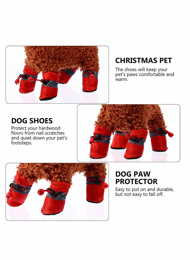 SYOSI - Dog Shoes, Dog Boots with Reflective Straps, Adjustable Dog Socks Anti-Scratch Breathable Non-Slip Rubber Bottom Paw Protection Socks Boots for Dog Puppy Small Pets Outdoor Indoor Red, 4 Pcs - Image 1