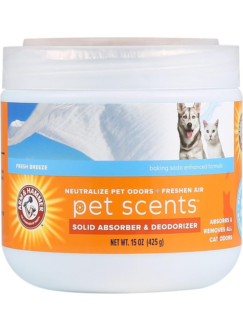 Arm & Hammer Pet Scents Gel Odor Eliminator - Fresh Breeze Solid Air Fresheners for Home - Strong Odor Eliminator Gel for Pet Smell - Room Deodorizer & Odor Absorber - Pet Safe Air Freshener, 15 oz - Image 1