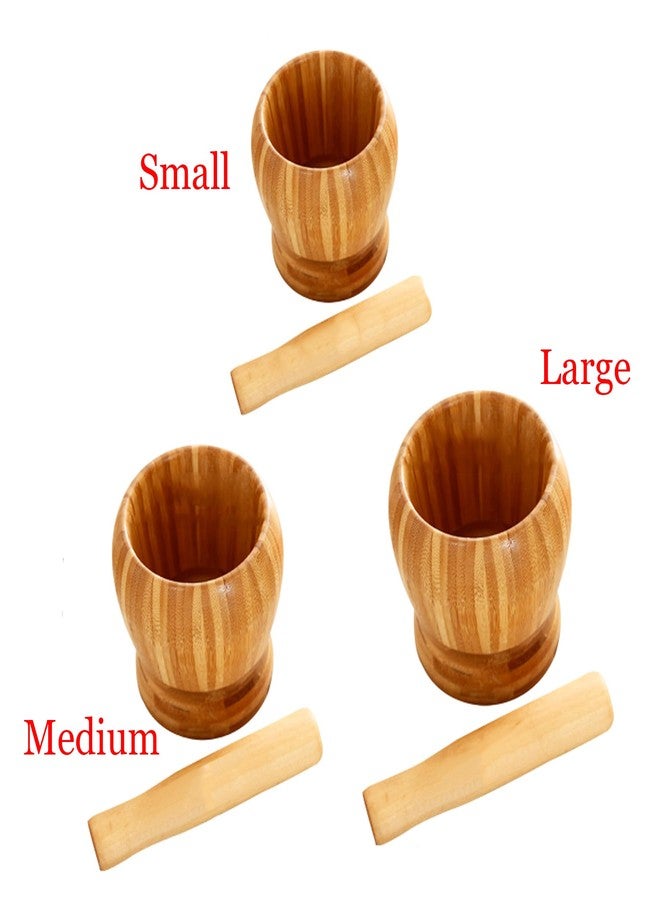MGGi Wooden Pestle and Mortar Bamboo Bowl Set Guacamole Bowl Shell Garlic Pepper Press Mincer Grinder Chopper Crusher Molcajete Mixer for Guacamole,Herbs,Spices,Garlic,Medicine Pills,Seeds - Large - Image 2