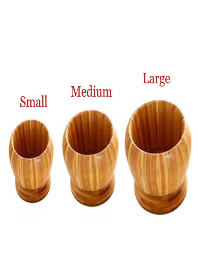 MGGi Wooden Pestle and Mortar Bamboo Bowl Set Guacamole Bowl Shell Garlic Pepper Press Mincer Grinder Chopper Crusher Molcajete Mixer for Guacamole,Herbs,Spices,Garlic,Medicine Pills,Seeds - Large - Image 3