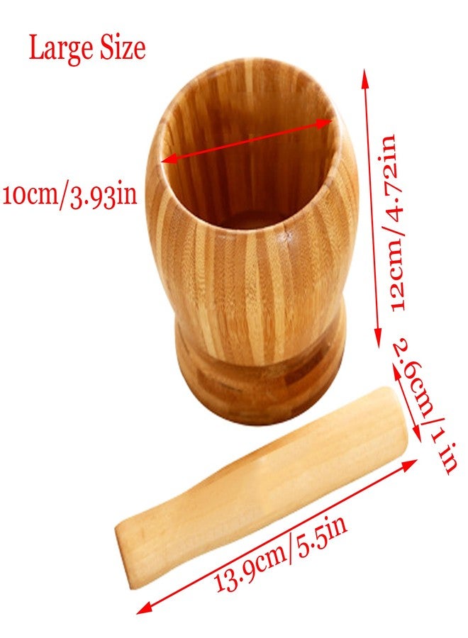 MGGi Wooden Pestle and Mortar Bamboo Bowl Set Guacamole Bowl Shell Garlic Pepper Press Mincer Grinder Chopper Crusher Molcajete Mixer for Guacamole,Herbs,Spices,Garlic,Medicine Pills,Seeds - Large - Image 4