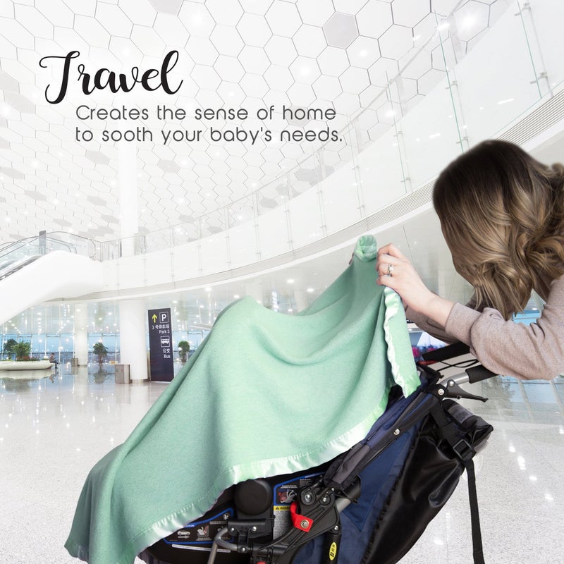 Natural Snuggles Bamboo Rayon Soft Light Green Toddler Security Blanket - Lime Green Baby Blanket with Satin Edging - Perfect for Naps, Car Carrier, Stroller Rides and Travel - 34 x 47 inches - Newborn Baby Blankie - Image 3