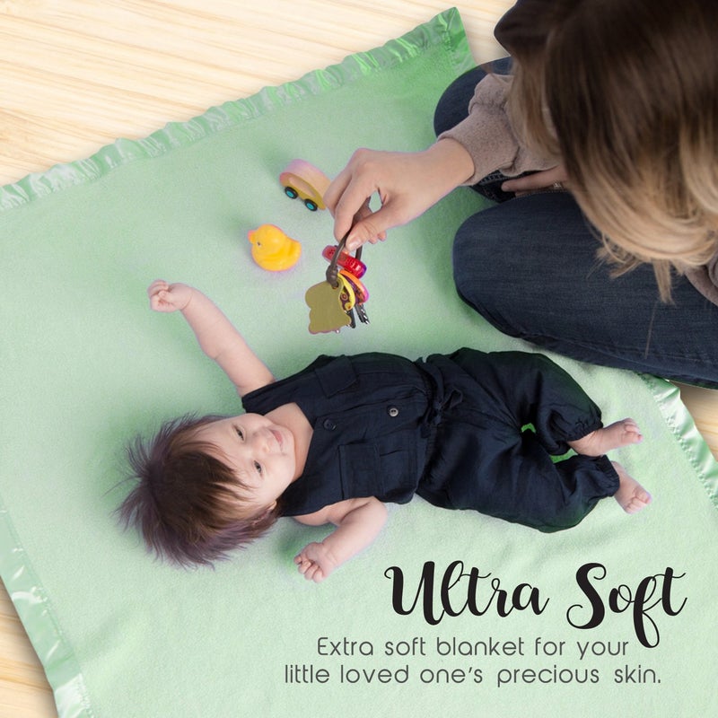 Natural Snuggles Bamboo Rayon Soft Light Green Toddler Security Blanket - Lime Green Baby Blanket with Satin Edging - Perfect for Naps, Car Carrier, Stroller Rides and Travel - 34 x 47 inches - Newborn Baby Blankie - Image 2