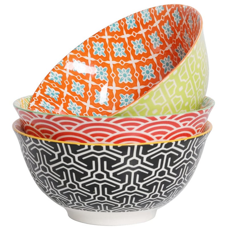 Metahom Salad Soup Bowls  Large Serving Bowls for Pho  Pasta Rarmen  48 Oz Stackable Ceramic Bowls for Kitchen  Set of 3  Microwave & Dishwasher Safe - Image 1