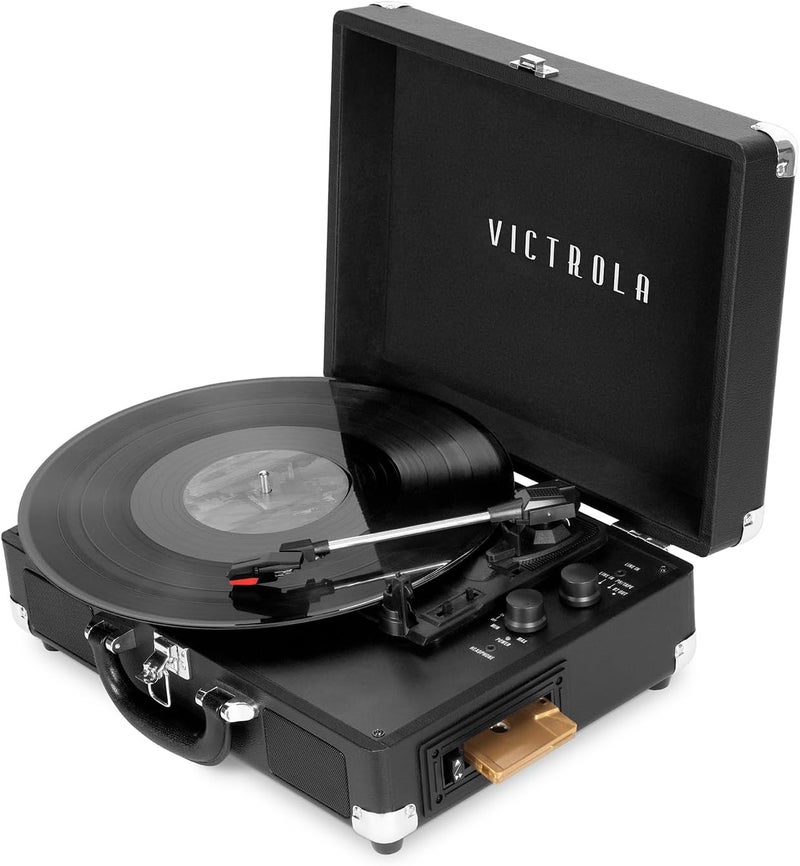 Victrola VSC-500BTC-BLK Vinyl Suitcase Record Player with Cassette and Bluetooth Connectivity - Image 1