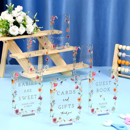 Vercraft 6 Pcs Wildflowers Baby in Bloom Baby Shower Table Decorations Take One Sign Thank You Acrylic Sign Centerpieces with Stand 5 x 7" Wedding Birthday Party Decorations for Guests Gifts - Image 2