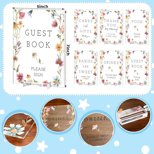Vercraft 6 Pcs Wildflowers Baby in Bloom Baby Shower Table Decorations Take One Sign Thank You Acrylic Sign Centerpieces with Stand 5 x 7" Wedding Birthday Party Decorations for Guests Gifts - Image 3