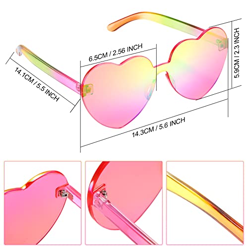 Maxdot Heart Shape Sunglasses Rimless Transparent Heart Glasses Party Favors (Holographic Coating Pink) - Image 2