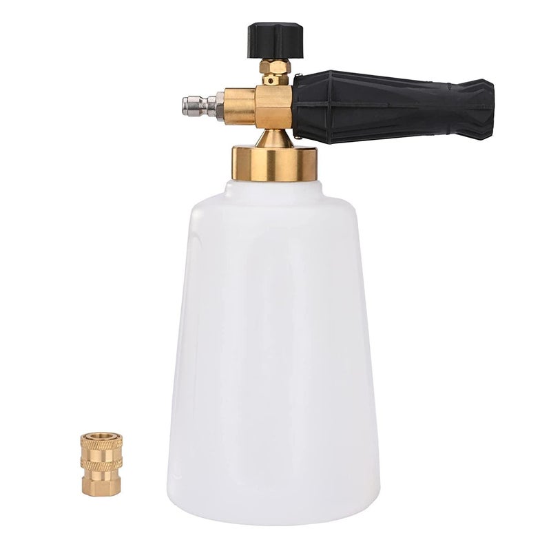 KRISHAK TOOLS Adjustable Snow Foam Cannon Heavy Duty Lance Blaster Wide Neck Bottle with 14 Quick Connector for Pressure Washer GunDetailing 1 Liter - Image 1