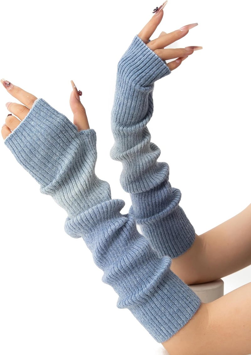 F Flammi Cashmere Blended Arm Warmer for Women Winter Fingerless Gloves Knit Mitten Gloves Wrist Warmer with Thumb Hole - Image 1