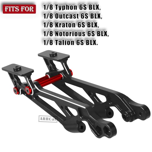 ARRCat Aluminum Wing Mount Upgrades Part for 18 Typhon Outcast Kraton Notorious Talion 6S BLX ARRCat Hops Up Upgrades Part Replace AR320347 Black Red - Image 5