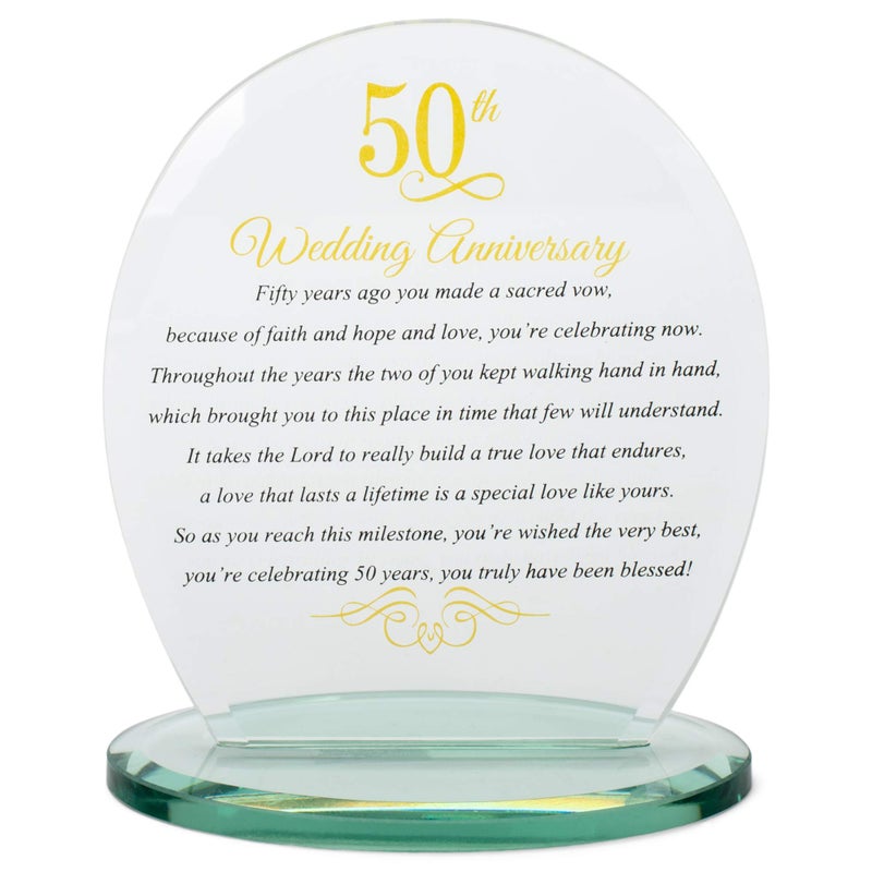 Dicksons 50th Wedding Anniversary Yellow 6 x 6.5 Glass Table Top Sign Plaque - Image 3