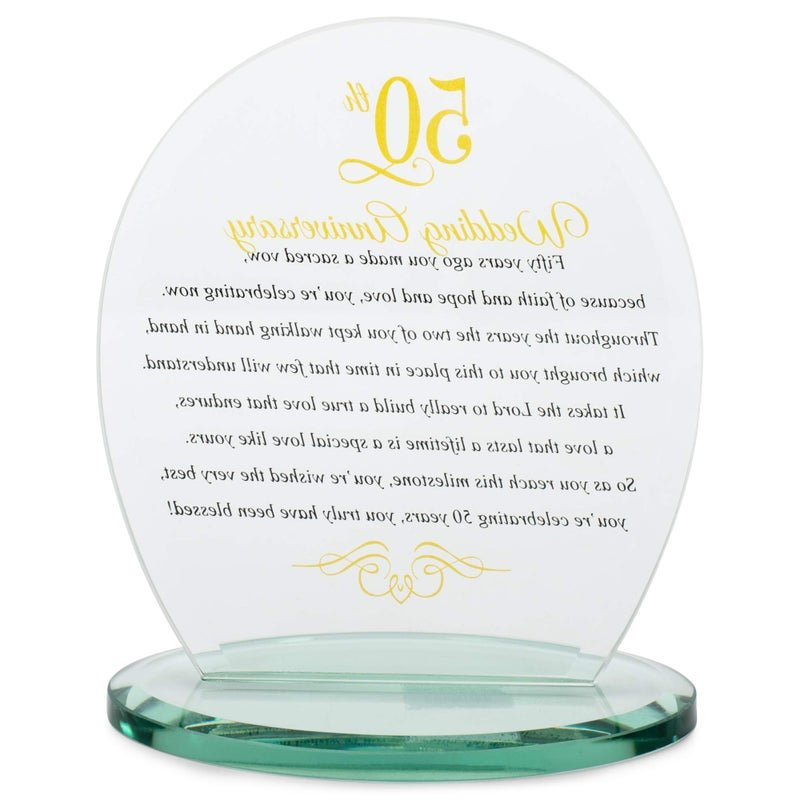 Dicksons 50th Wedding Anniversary Yellow 6 x 6.5 Glass Table Top Sign Plaque - Image 4