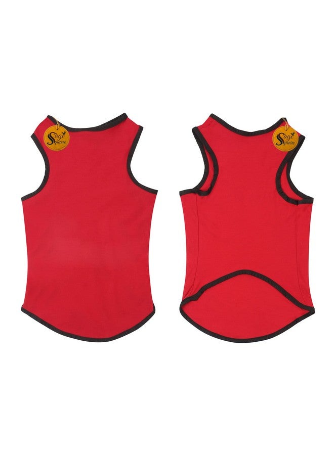 Sage Square Comfort Cotton Dog T-Shirt, Sleeveless Vest For Dog Clothes, Puppy Tank Top Fashion Apparel (Red) (Medium) (16Inche) - Image 3
