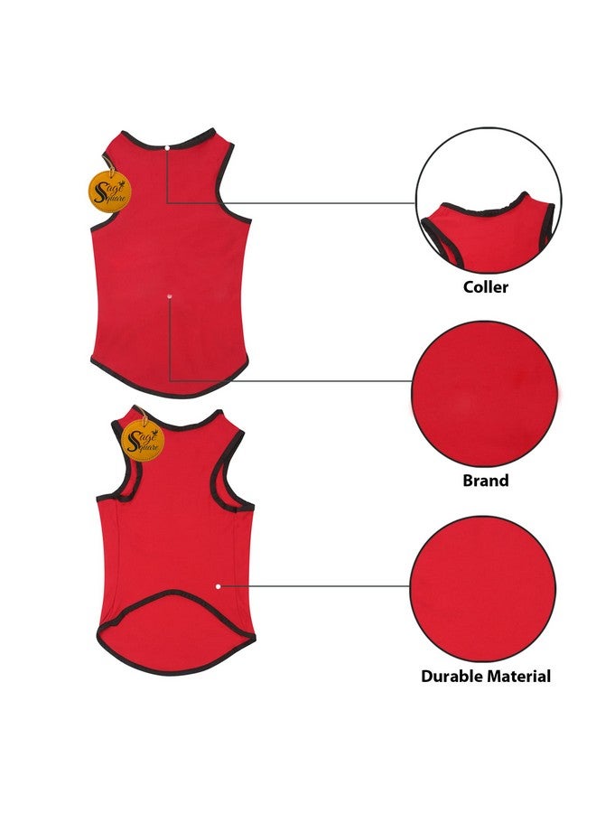 Sage Square Comfort Cotton Dog T-Shirt, Sleeveless Vest For Dog Clothes, Puppy Tank Top Fashion Apparel (Red) (Medium) (16Inche) - Image 2