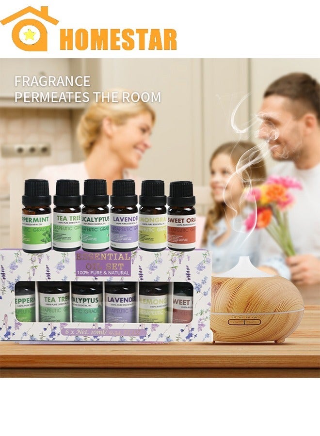 HOMESTAR Essential Oil Set 100% Pure & Natural -6 Pack Aromatherapy Essential Oils Therapeutic Grade Essential Oils Gift Set - Image 1