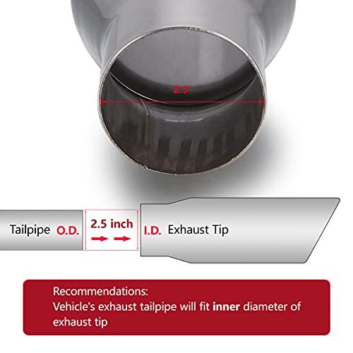 LCGP 2.5" inlet Universal Diesel Exhaust Tip 4" Outlet 09" Long Tail Tip, Polished & Double Wall Angle Cut, 304 Stainless Steel, 2-Pack - Image 4