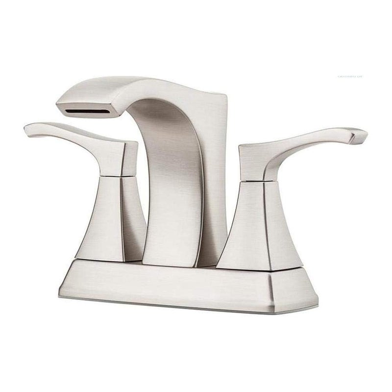 Pfister Venturi Bathroom Sink Faucet 4 in Centerset 3 Hole Double Handle Brushed Nickel Vanity Faucet with Push Seal Drain TiteSeal Technology WaterSense Certified LF048VNGS - Image 2