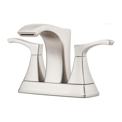 Pfister Venturi Bathroom Sink Faucet 4 in Centerset 3 Hole Double Handle Brushed Nickel Vanity Faucet with Push Seal Drain TiteSeal Technology WaterSense Certified LF048VNGS - Image 1