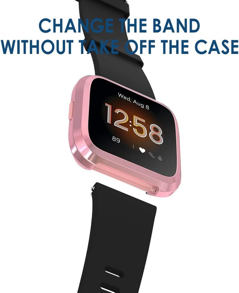 Simpeak Screen Protector Bumper Case Compatible with Fitbit Versa Lite SmartwatchPack of 5 All Around Screen Protective Case Rose PinkClearSilverBlackRose Gold - Image 4