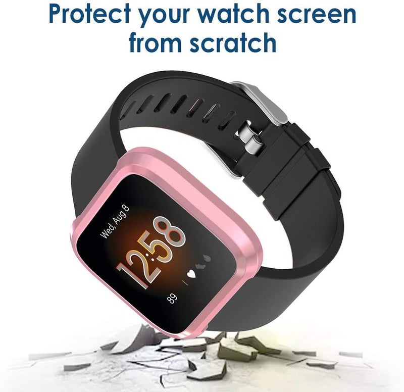 Simpeak Screen Protector Bumper Case Compatible with Fitbit Versa Lite SmartwatchPack of 5 All Around Screen Protective Case Rose PinkClearSilverBlackRose Gold - Image 5