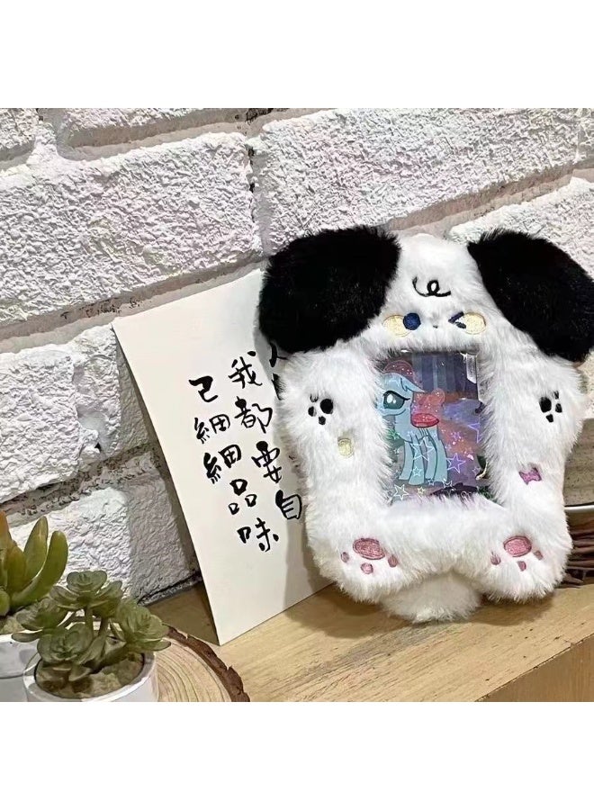 NIBEMINENT 1 - Piece Cute Plush Puppy Kpop Photo Card Holder Pendant Key Chain ID Badge Holder ID Card Holder Photo Card Protector for School ID Office ID Access Card for Women Girls