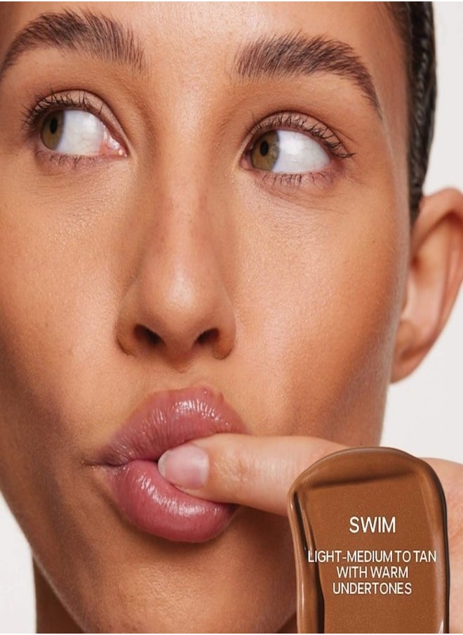 Saie - Dew  Bronze Liquid Bronzing Cream , Swim - light - medium to tan with warm undertones 12ml - Soft-Focus Flawless Glow - Image 1