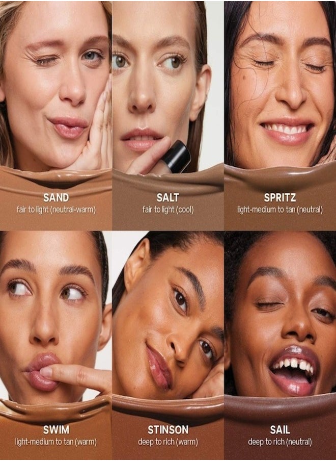 Saie - Dew  Bronze Liquid Bronzing Cream , Swim - light - medium to tan with warm undertones 12ml - Soft-Focus Flawless Glow - Image 1