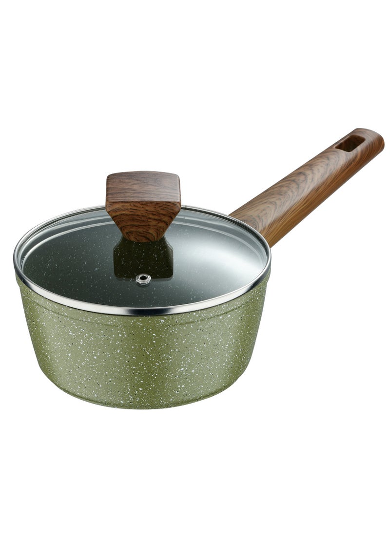 BERGNER ACADIA FORGED ALUMINUM  SAUCEPAN W LID 16X7.5CM WITH  INDUCTION BOTTOM, GREEN COLOR, BG56238GR  - Image 1
