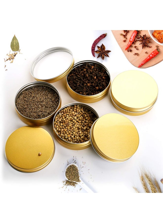 Foraineam - Foraineam 24 Pack 2 oz Round Aluminum Lip Balm Tin Cans with Screw Top Lids - Golden Cosmetic Sample Containers - Metal Empty Tins Travel Storage Tin Jars for Salve, Spice or Crafts - Image 1