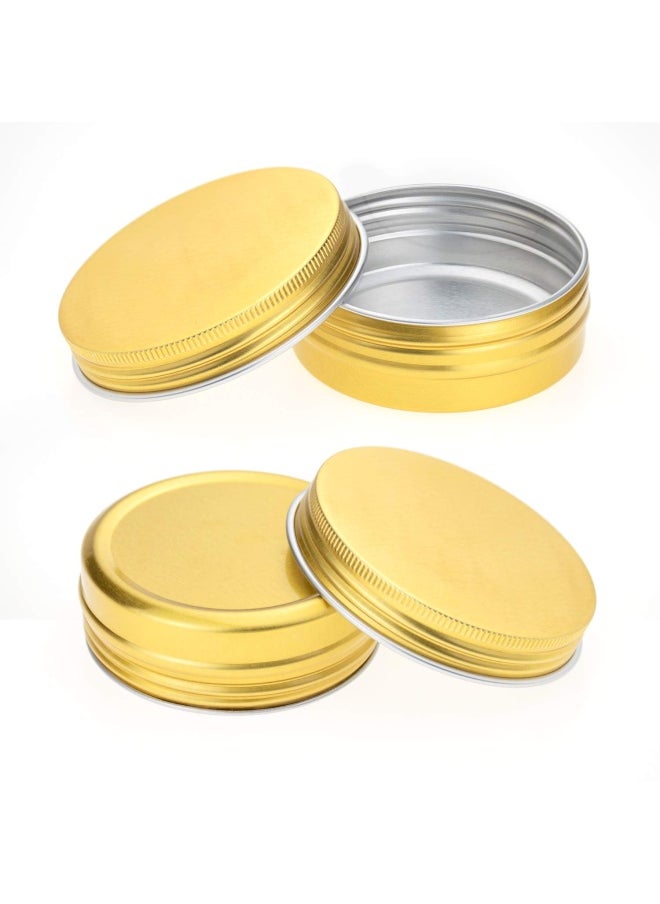 Foraineam - Foraineam 24 Pack 2 oz Round Aluminum Lip Balm Tin Cans with Screw Top Lids - Golden Cosmetic Sample Containers - Metal Empty Tins Travel Storage Tin Jars for Salve, Spice or Crafts - Image 1
