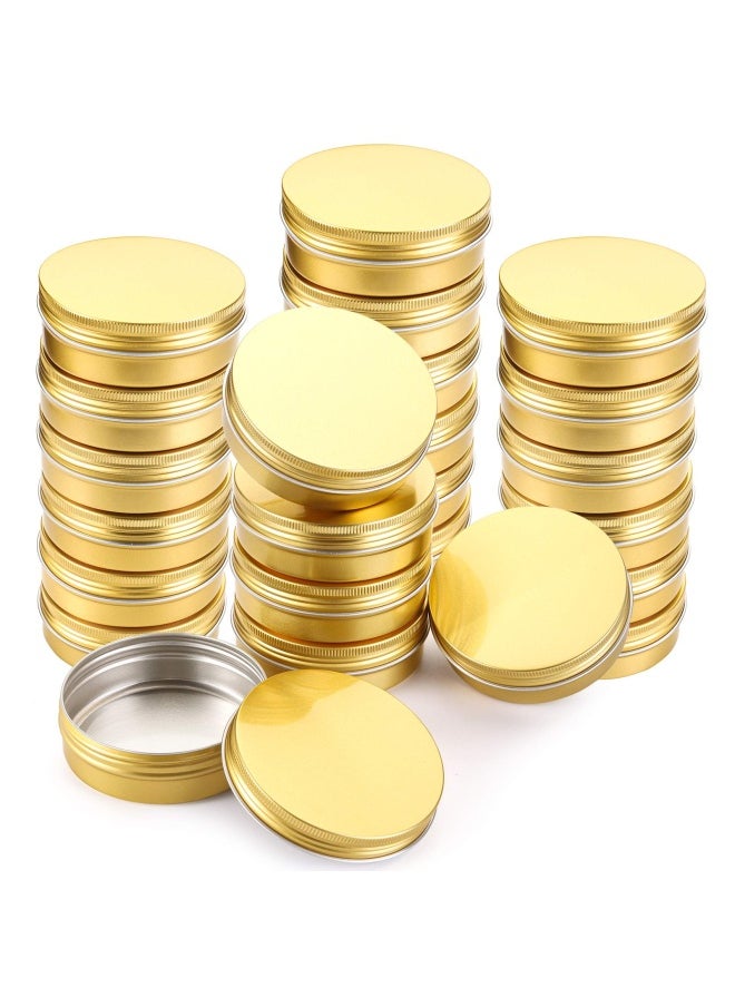 Foraineam - Foraineam 24 Pack 2 oz Round Aluminum Lip Balm Tin Cans with Screw Top Lids - Golden Cosmetic Sample Containers - Metal Empty Tins Travel Storage Tin Jars for Salve, Spice or Crafts - Image 1