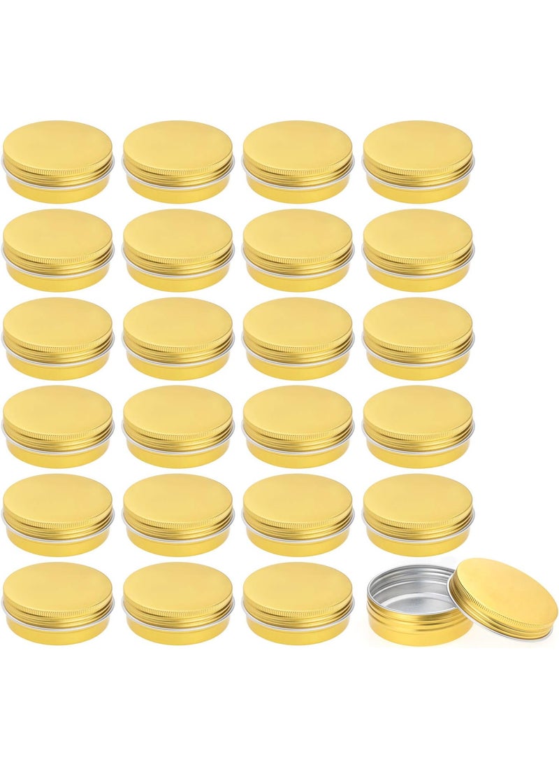 Foraineam - Foraineam 24 Pack 2 oz Round Aluminum Lip Balm Tin Cans with Screw Top Lids - Golden Cosmetic Sample Containers - Metal Empty Tins Travel Storage Tin Jars for Salve, Spice or Crafts - Image 1