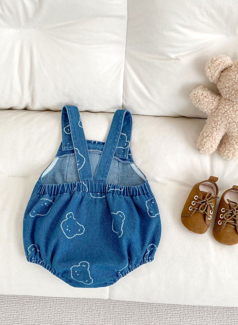 Bafanou Bafanou Summer Cowboy Style Romper Baby Boy Jumpsuit - Sleeveless Blue Romper Newborns Printed Cartoon Clothes  - Image 5