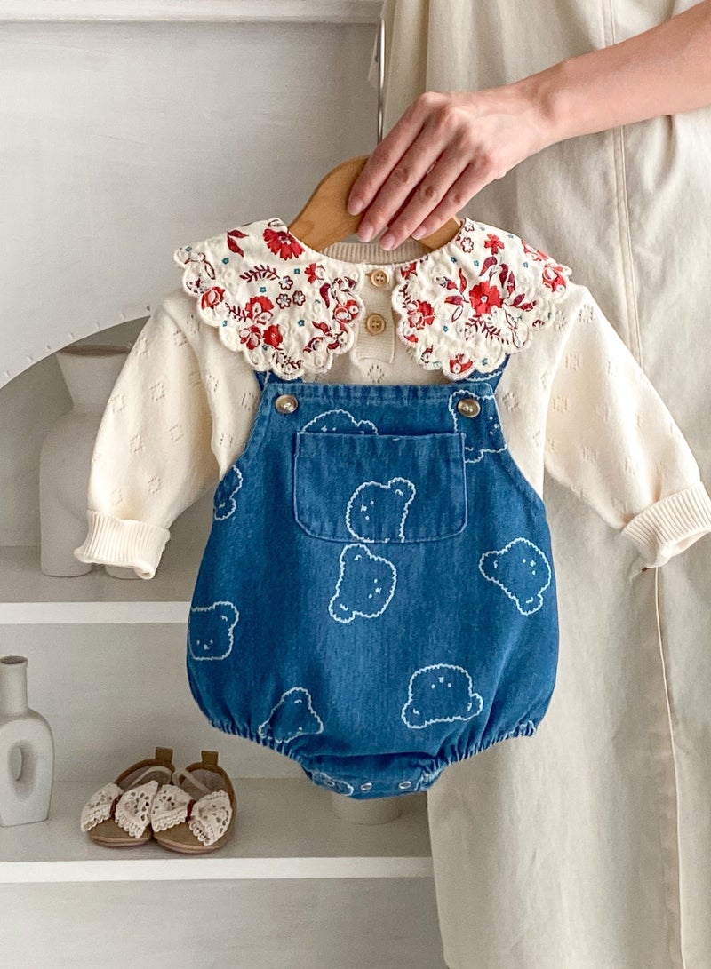 Bafanou Bafanou Summer Cowboy Style Romper Baby Boy Jumpsuit - Sleeveless Blue Romper Newborns Printed Cartoon Clothes  - Image 3
