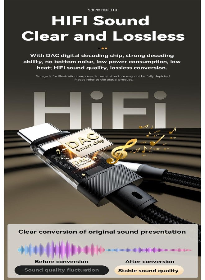 ESSAGER USB C to 3.5mm Audio Adapter, Hi-Res DAC Aux Headphone Jack Female Nylon Cable for iPhone 16 Pro Max, 15 Pro Max/15 Pro/15 Plus, Galaxy S24/S223/S22 Ultra, Pixel, and More Type C Devices - Image 4